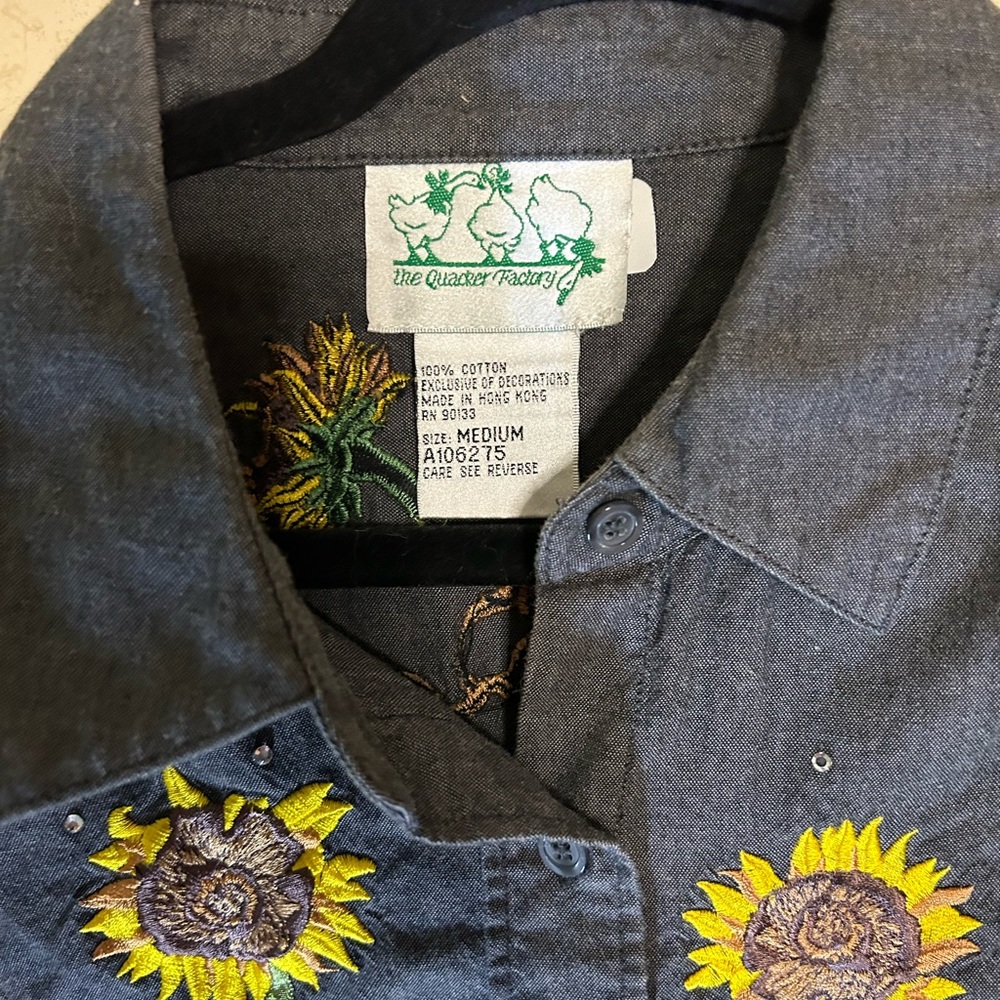 Quacker Factory Size Medium Gray With Sunflowers … - image 3